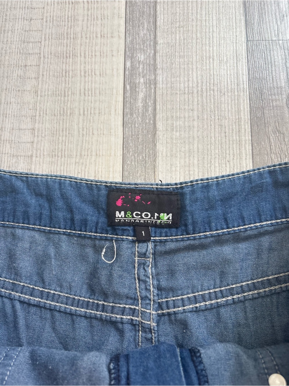 Denim Ruffle Mini Skirt - Blue - Picture 2 of 5